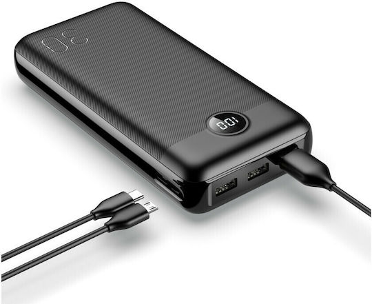 Veger L30 VP3008PD Power Bank 30000mAh 20W with 3 USB-A Ports and USB-C Port Black view 3