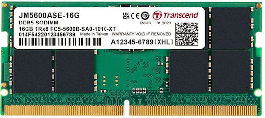 Transcend DDR5 with Module 1x16GB and Speed 5600 for Laptop JM5600ASE-16G