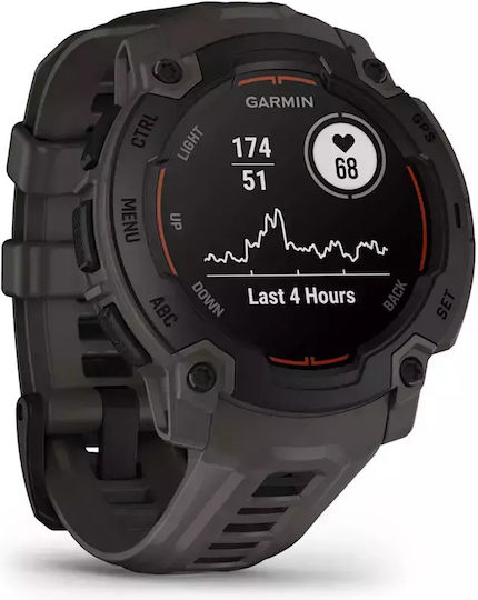 Garmin Instinct E 45mm Waterproof Smartwatch with Heart Rate Monitor (Black with Charcoal Band) view 3