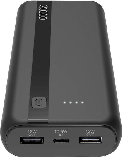 Cellular Line ESSENCE Power Bank 20000mAh with 2 USB-A Ports and USB-C Port Black view 1
