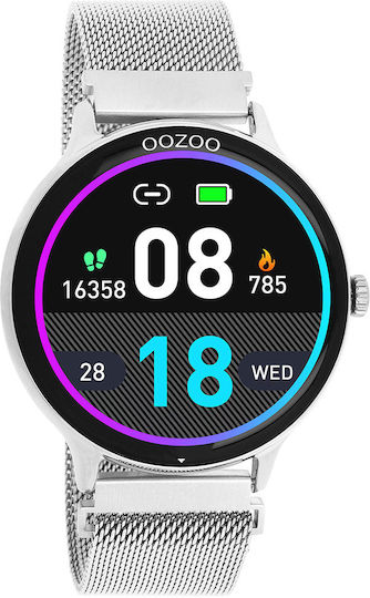 Oozoo Q00135 45mm Smartwatch with Heart Rate Monitor (Silver) view 1