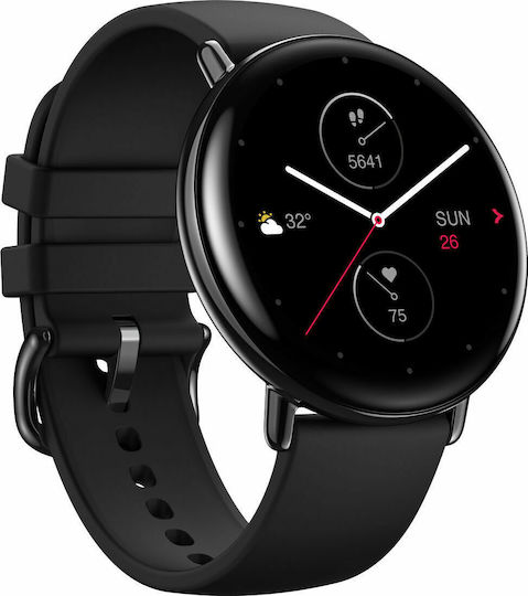 Zepp E Circle Stainless Steel Waterproof Smartwatch with Heart Rate Monitor (Onyx Black) view 1