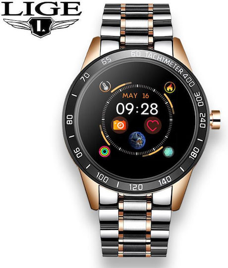Lige BW0122 Smartwatch with Heart Rate Monitor (Silver/Pink Gold) view 6