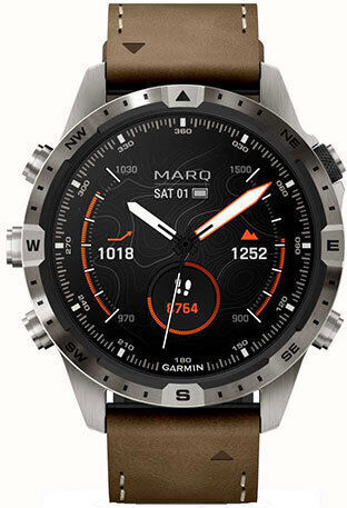 Garmin MARQ® Adventurer (Gen 2) Titanium 46mm Waterproof Smartwatch with Heart Rate Monitor (Khaki) view 1