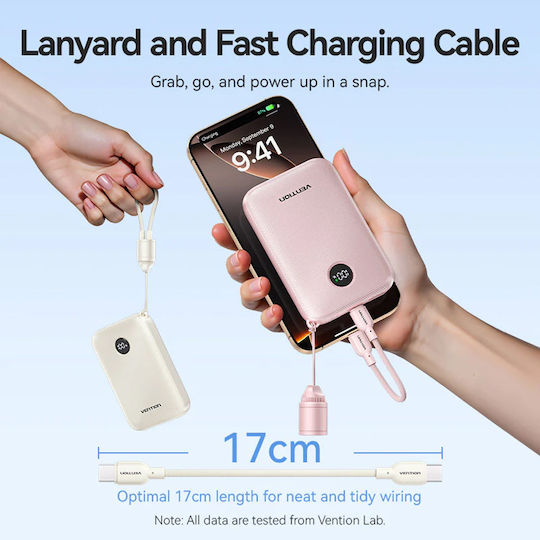 Vention Power Bank 10000mAh 22.5W with USB-A Port and USB-C Port Black view 9