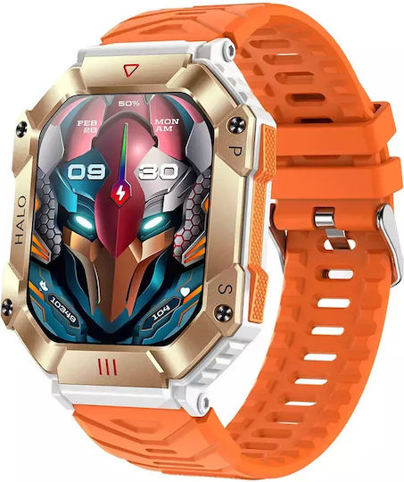 Men's Smart Watch Nubi Kr80 Ips Display Bluetooth Call 650 Mah Battery Pulse Calories Blood Pressure Remote Camera 100+ Sports Modes Orange