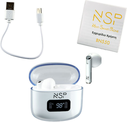 NSP BN550 Earbud Bluetooth Handsfree Earphones with Sweat Resistance and Charging Case White Ansicht 6