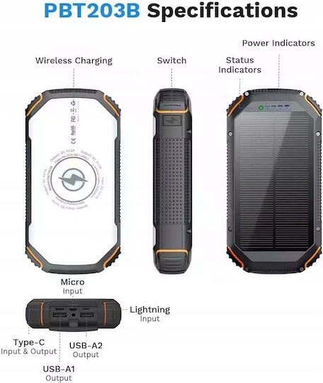 Solar Power Bank 20000mAh 22.5W Black view 6