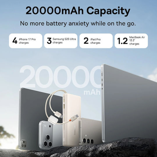 Baseus EnerFill FC41 Power Bank 20000mAh 100W with USB-A Port and USB-C Port Black view 5