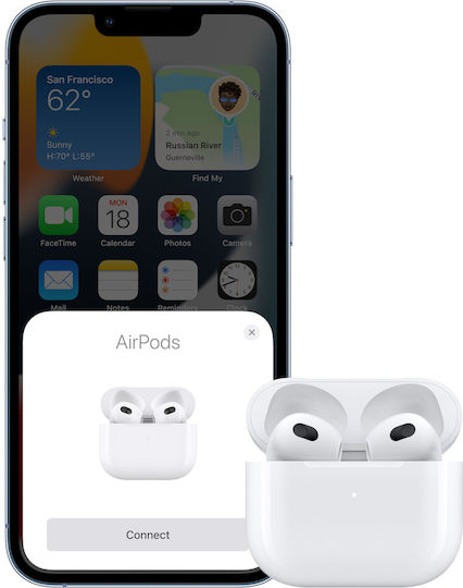 Apple AirPods (3rd generation) with MagSafe Charging Case Earbud Bluetooth Handsfree Earphones with Sweat Resistance and Charging Case White view 6