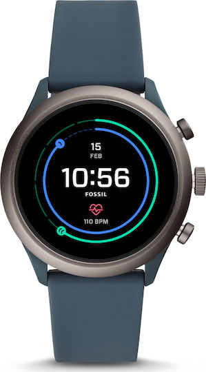 Fossil Sport Stainless Steel 43mm Smartwatch with Heart Rate Monitor (Blue) view 1