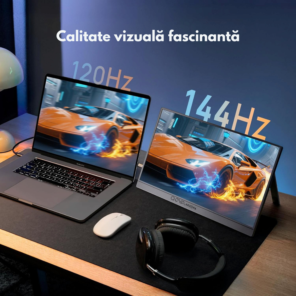 Qova Z1FC HDR Portable Monitor 16.1" FHD 1920x1080 144Hz Gray view 5