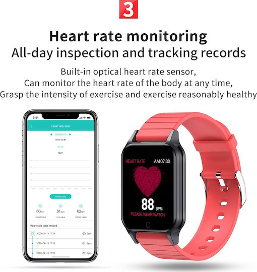 T96 Smartwatch with Heart Rate Monitor (Black) vue 4