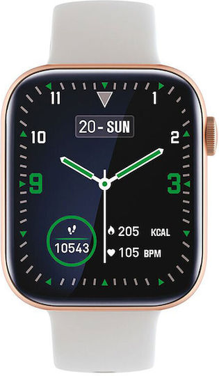 Tekday 656504 Stainless Steel 45mm Smartwatch with Heart Rate Monitor (Rose Gold / White)