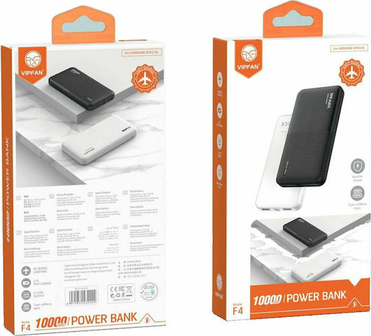 PB-F4 Power Bank 10000mAh with 2 USB-A Ports Black