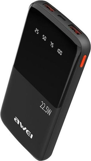 Awei P10K Power Bank 10000mAh 22.5W with 2 USB-A Ports and USB-C Port Black view 4