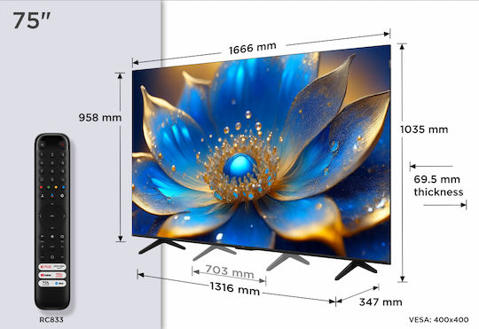 TCL Smart Television 75" 4K UHD QLED 75P79K HDR (2024) view 5