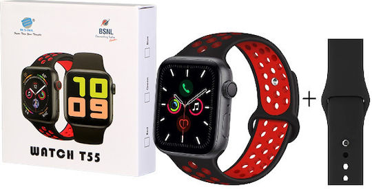 T55 Smartwatch with Heart Rate Monitor (Black/Red) view 4