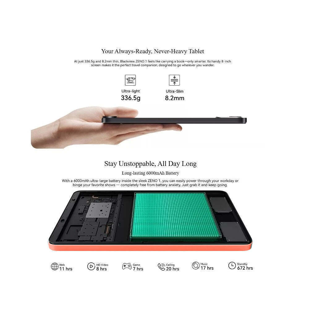 BlackView Zeno 1 4G 8Inches Tablet (4GB/64GB) Orange view 5