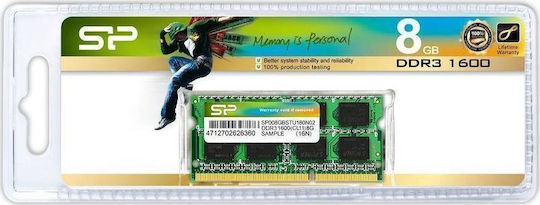 Silicon Power Portable 1600 DDR3 with Module 1x8GB and Speed 1600 for Laptop SP008GBSTU160N02