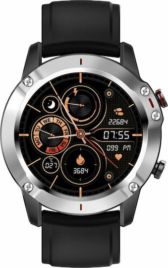 3Guys 3GW2053 46mm Smartwatch with Heart Rate Monitor (Black Rubber Strap)