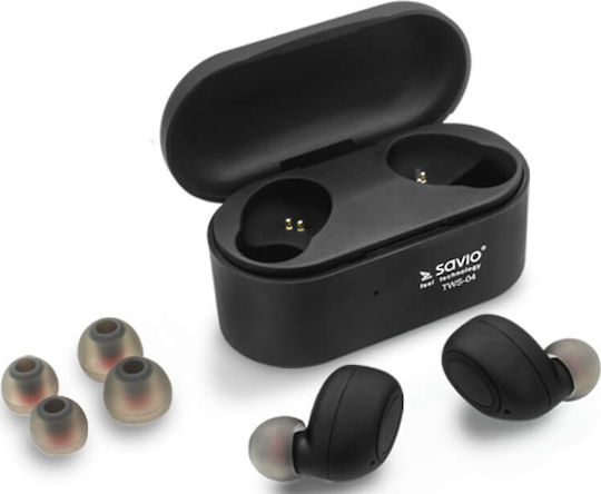 Savio TWS-04 In-ear Bluetooth Handsfree Earphones with Charging Case Black view 6