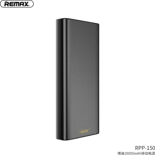Remax RPP-150 Power Bank 20000mAh with 2 USB-A Ports Black