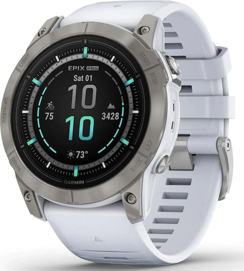 Garmin Epix Pro (Gen 2) Stainless Steel 42mm Waterproof Smartwatch with Heart Rate Monitor (Silver with Whitestone)
