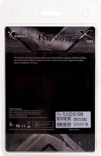 G.Skill RipjawsX DDR3 16GB RAM with 2x8GB Modules and Speed 2133 for Desktop F3-2133C10D-16GXM view 6