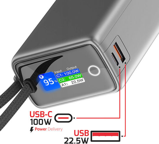 Swissten Power Bank 25000mAh 100W Gray view 2