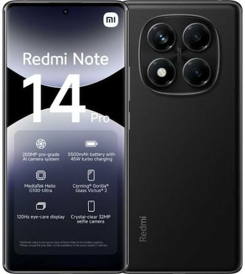 Xiaomi Redmi Note 14 Pro 4G Dual SIM (8GB/256GB) Midnight Black view 1