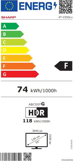 Sharp Smart Television 55" 4K UHD LED 55GL4260E HDR (2023) view 6