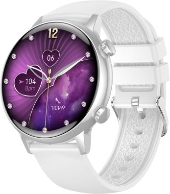 Hk39 1.1 Inch Smart Silicone Strap Watch Supports Bluetooth Call Blood Oxygen Monitoring White