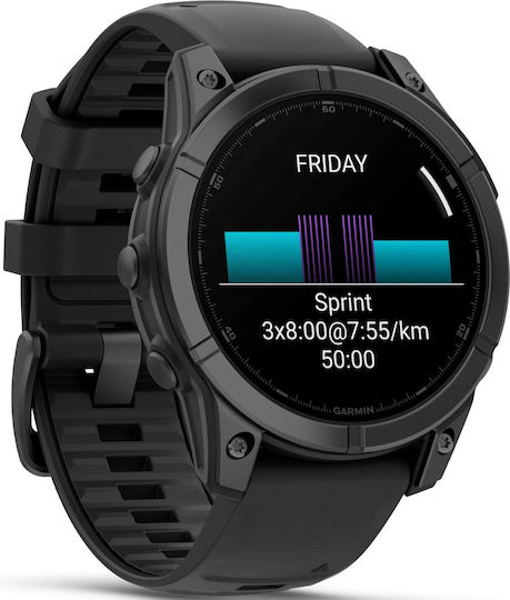 Garmin Fenix E Stainless Steel 47mm Waterproof Smartwatch with Heart Rate Monitor (Slate Grey Steel with Black Silicone Band) view 3