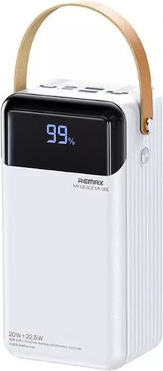 Remax RPP-565 Power Bank 60000mAh 22.5W with 2 USB-A Ports and USB-C Port Quick Charge 3.0 White