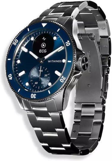 Withings Scanwatch Nova Stainless Steel 42mm Waterproof with Heart Rate Monitor (Dark Blue)
