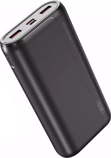 XO PR127 Power Bank 20000mAh 20W with 2 USB-A Ports and USB-C Port Power Delivery Black view 2