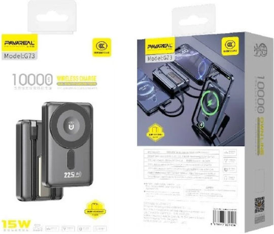 Pavareal G73 Power Bank 10000mAh PD 20W 22.5W Wireless Charging 15W Built-in Cable view 1