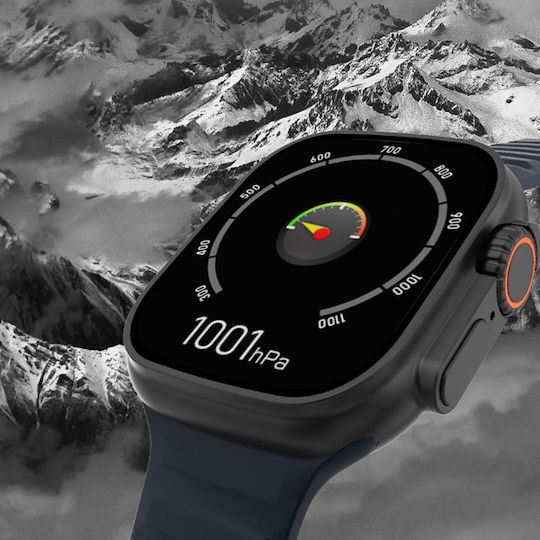 DT NO.1 DT8 Ultra Aluminium 43mm Smartwatch with Heart Rate Monitor (Black Case / Black Silicone Strap) view 3