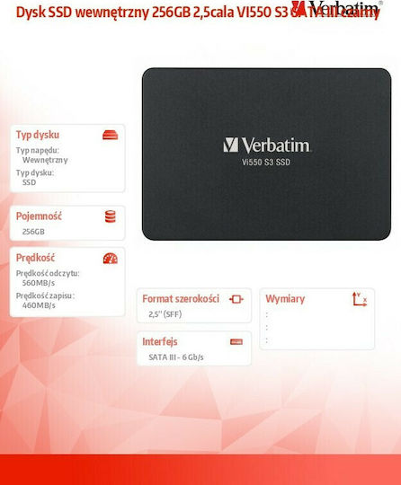 Verbatim Vi550 S3 SSD 256GB Type 2.5'' with SATA III Connection 49351 vista 6