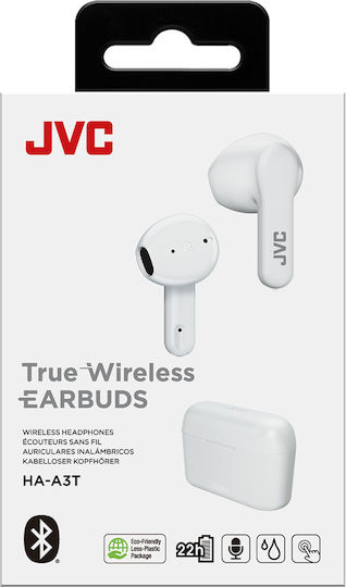 JVC HA-A3T Earbud Bluetooth Handsfree Earphones with Sweat Resistance and Charging Case White vue 5