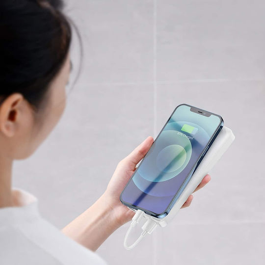 Baseus Bipow Overseas Edition Power Bank 10000mAh 20W with 2 USB-A Ports and USB-C Port White view 4