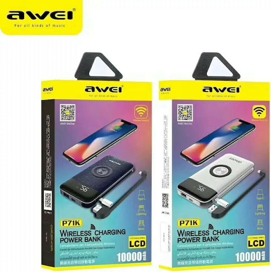 Awei P71K Power Bank 10000mAh with USB-A Port Black view 3