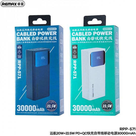 Remax RPP-571 Power Bank 30000mAh with USB-A Port Power Delivery Blue view 3