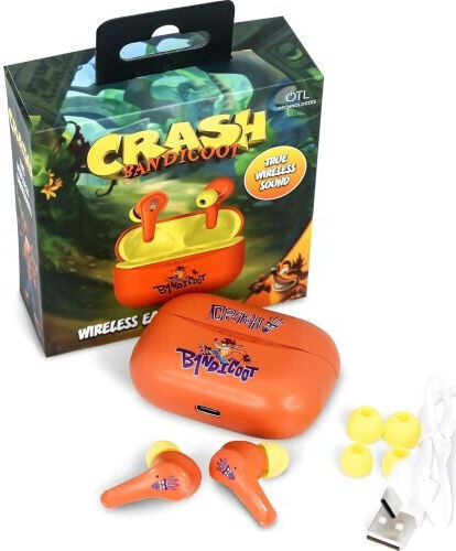 OTL Crash Bandicoot In-ear Bluetooth Handsfree Earphones with Charging Case Orange Ansicht 7