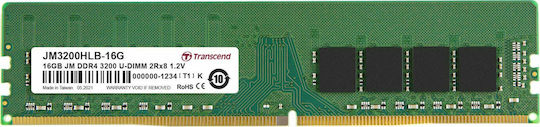 Transcend JetRam DDR4 with Module 1x16GB and Speed 3200 for Desktop JM3200HLB-16G