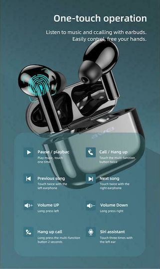 Awei T29 In-ear Bluetooth Handsfree Earphones with Sweat Resistance and Charging Case Black vue 4
