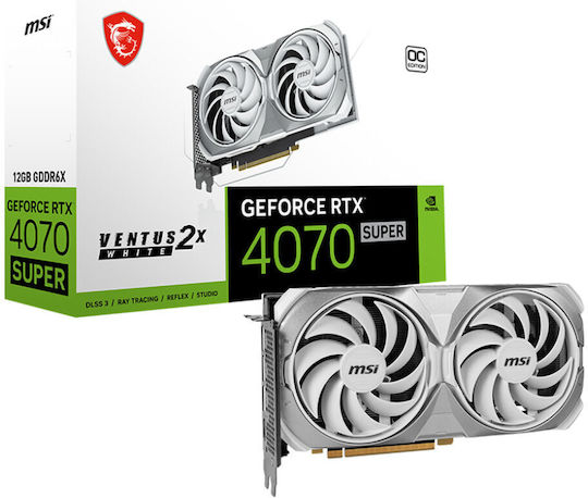 MSI GeForce RTX 4070 Super 12GB GDDR6X Ventus 2X OC White Graphics Card view 1