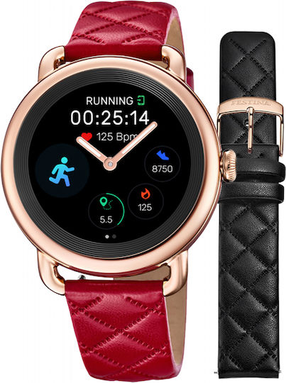 Festina Smartime Hybrid Stainless Steel 42mm Smartwatch with Heart Rate Monitor (Red Gold) view 2