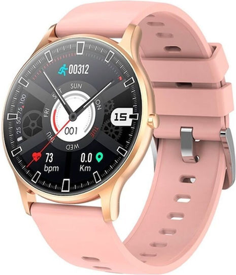 Radiant Miami Aluminium Waterproof Smartwatch with Heart Rate Monitor (Pink Gold / Pink) view 1